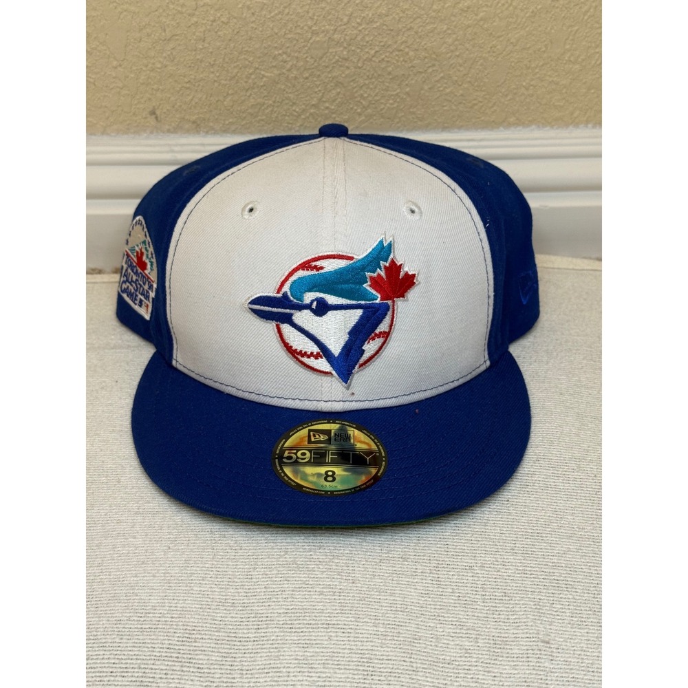 New Era Fitted Hat Men Size 8 Blue White Toronto Blue Jays 1991 All Star Game